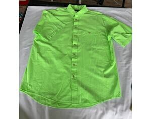 Vintage Retro USA Made 100% Cotton Oakton Limited Lime Green Shirt XL Tall